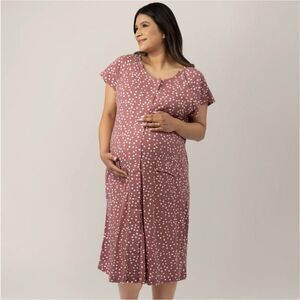 Kindred Bravely Pink White Polka Dot Labor Delivery Gown Womens Maternity XL-XXL